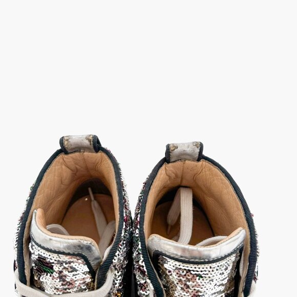 Christian Louboutin Bip Bip High Sneakers EU 37.5 US 7.5 Silver Flip Up Sequin - Picture 13 of 14